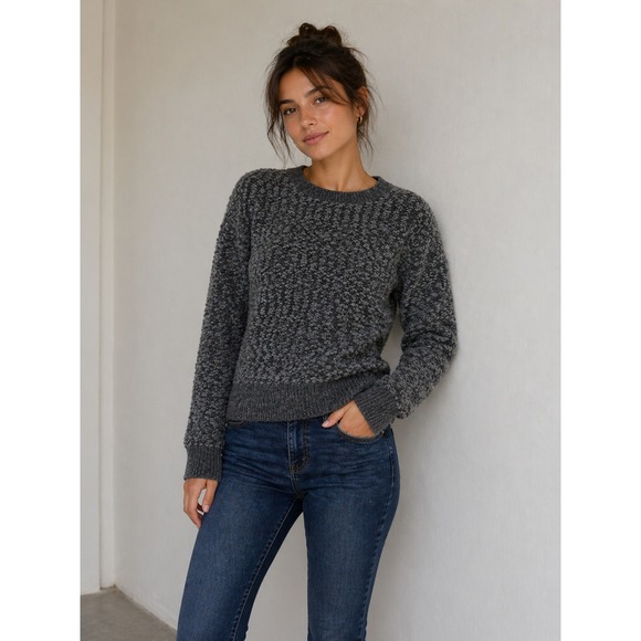 Moth Sweaters - Moth Anthropologie Sweater Women Small Gray Textured‎ Knit Crewneck Pullover